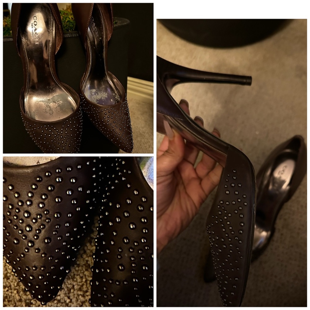 Coach Dark Brown Studded Heels- Z